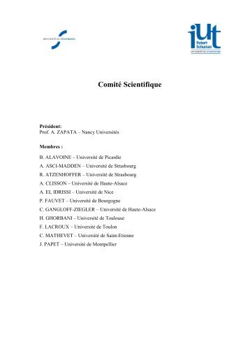 Le programme complet - IUT Robert Schuman - Université de ...