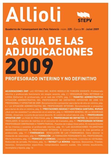 LA GUIA DE LAS ADJUDICACIONES - Intersindical Valenciana