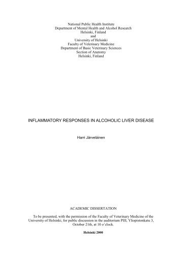 inflammatory responses in alcoholic liver disease - E-thesis