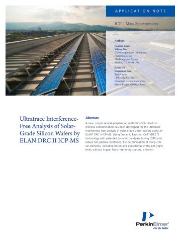 Ultratrace Interference-Free Analysis of Solar-Grade ... - PerkinElmer