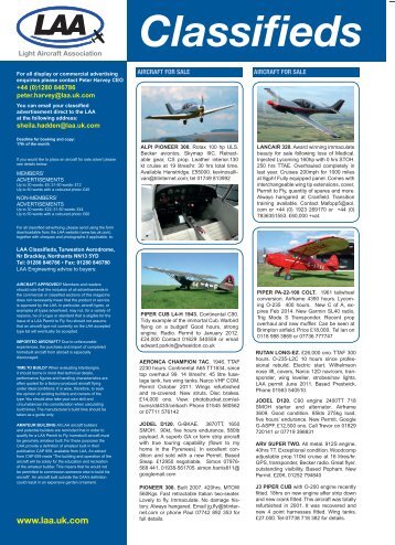 Classifieds - the Light Aircraft Association