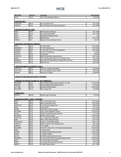 Download NCE catalog - Medical Batteries