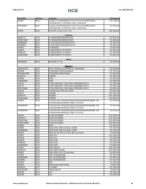 Download NCE catalog - Medical Batteries