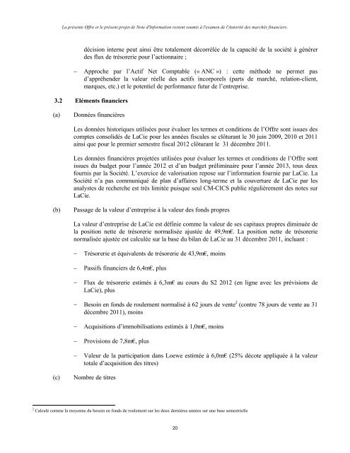 NOTE D'INFORMATION DE L'INITIATEUR RELATIVE A L ... - LaCie