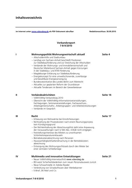 Verbandsreport 7-8-9-2010 - Verband der Wohnungswirtschaft ...