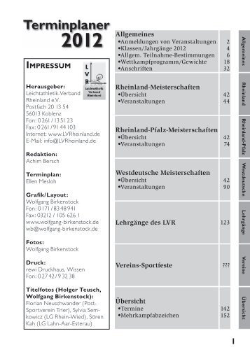 Terminplaner - beim Leichtathletik-Verband Rheinhessen