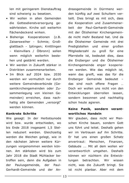 Gemeindebrief Nr. 79 - Evangelische Kirchengemeinde Enzberg
