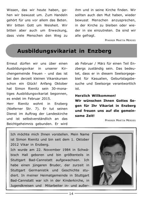 Gemeindebrief Nr. 79 - Evangelische Kirchengemeinde Enzberg