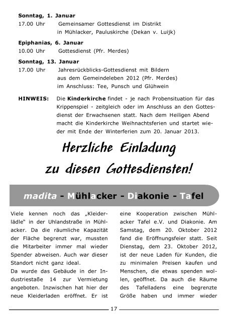 Gemeindebrief Nr. 79 - Evangelische Kirchengemeinde Enzberg