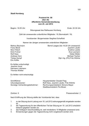 Protokoll 09 vom 25.07.2012 - Hornberg