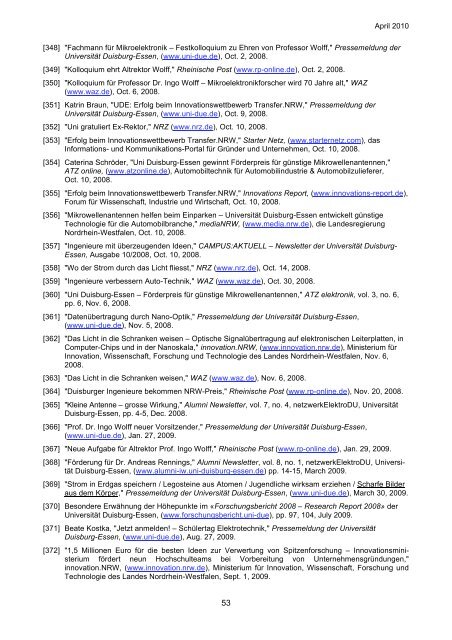 6. Comprehensive List of Publications Prof. Dr. Daniel Erni