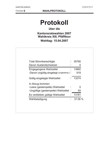 Wahlkreis 13: Bezirk Pfäffikon (PDF, 1 MB) - Kanton Zürich