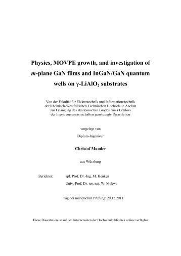 Thesis m-plane GaN - RWTH