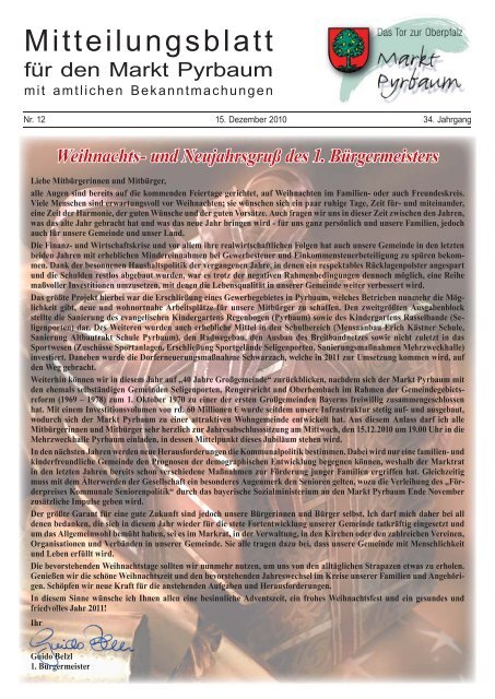 Mitteilungsblatt Dezember 2010 (6.233 KB) - Markt Pyrbaum