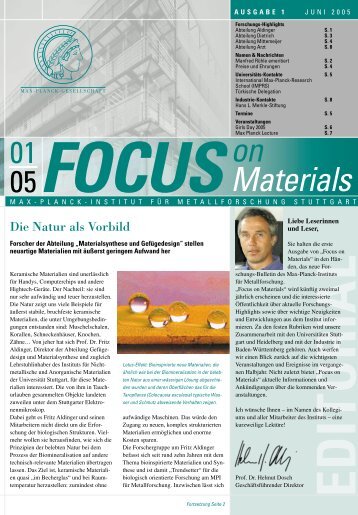 Focus on Materials 2, 3 - Max-Planck-Institut für Metallforschung ...