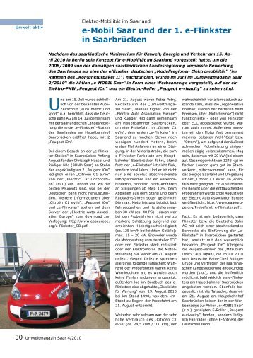 e-Mobil Saar und der 1. e-Flinkster in Saarbrücken - BUND Saar