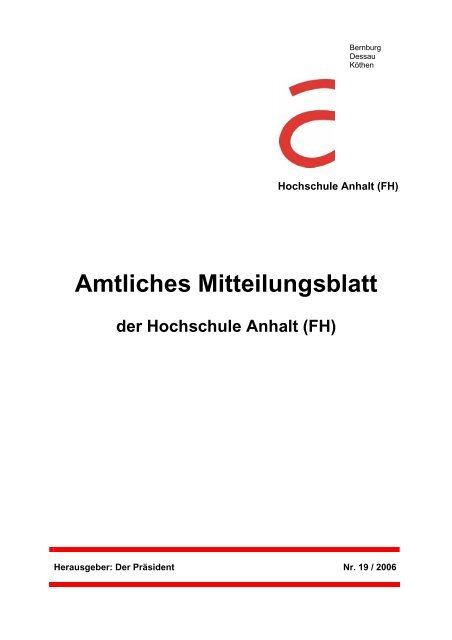 Amtliches Mitteilungsblatt - Hochschule Anhalt