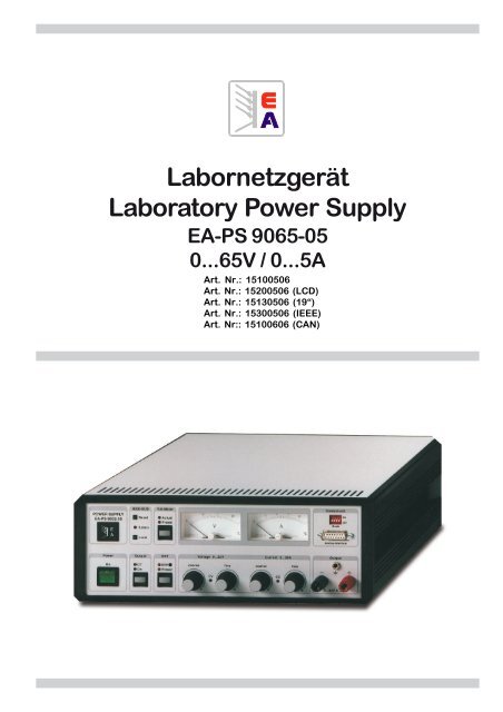 Labornetzgerät Laboratory Power Supply - EA-Elektro Automatik