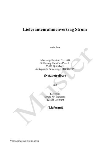 Lieferantenrahmenvertrag PDF / 223 KB - Schleswig-Holstein Netz AG