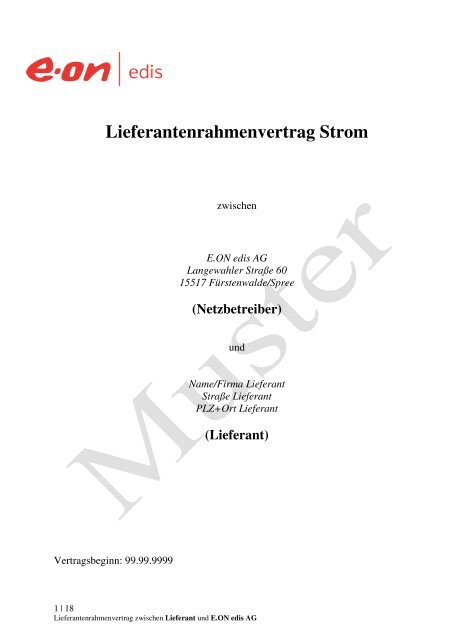 Lieferantenrahmenvertrag Strom - E.ON Edis