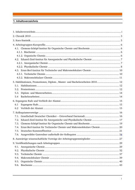 Forschungsbericht 2010 - Fachbereich Chemie