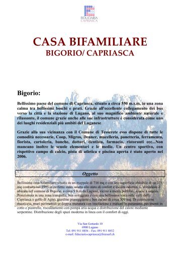 CASA BIFAMILIARE BIGORIO - Fiduciaria Capriasca SA