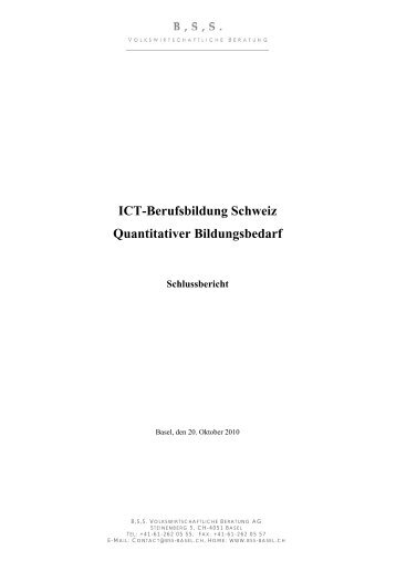 Quantitativer Bildungsbedarf der ICT 2010 - ICT-Berufsbildung