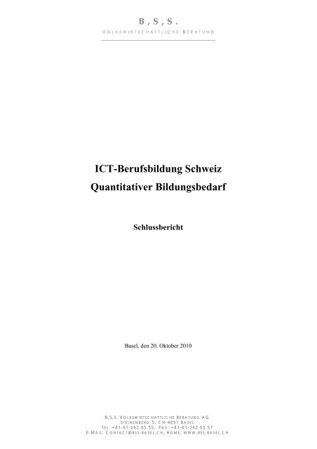 Quantitativer Bildungsbedarf der ICT 2010 - ICT-Berufsbildung