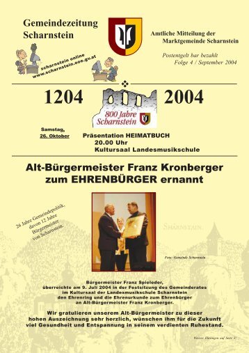 Gemeindezeitung Scharnstein Alt-Bürgermeister Franz Kronberger ...