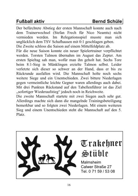 Deckblatt - TSV Malmsheim