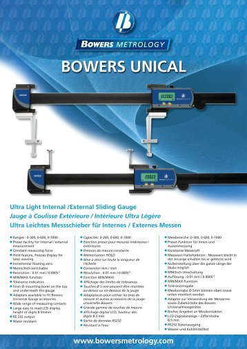 BOWERS UNICAL Ultra Light Internal /External Sliding Gauge Jauge à
