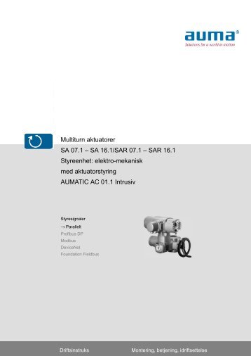 Multiturn aktuatorer SA 07.1 – SA 16.1/SAR 07.1 – SAR 16.1 ...