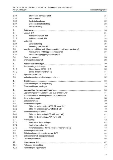 Multiturn aktuatorer SA 07.1 – SA 16.1/SAR 07.1 – SAR 16.1 ...