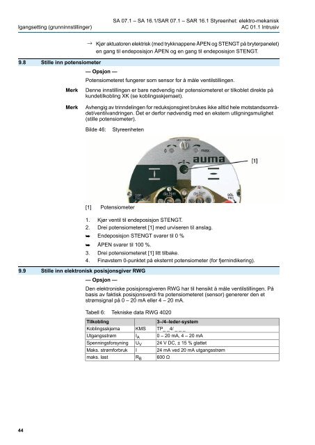 Multiturn aktuatorer SA 07.1 – SA 16.1/SAR 07.1 – SAR 16.1 ...