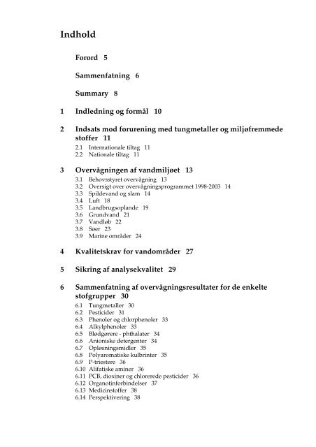 Miljøfremmede stoffer og tungmetaller i vandmiljøet - Danmarks ...