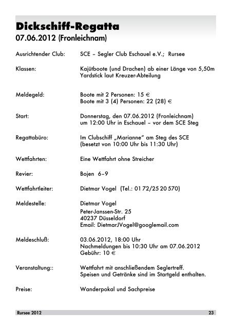Rurseeheft 2012 - Segelsportclub - Rursee eV