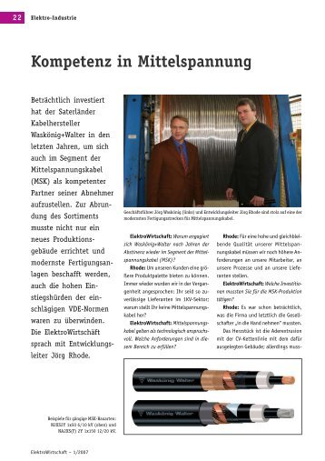 Kompetenz in Mittelspannung - ElektroWirtschaft ... - Waskönig+Walter