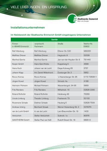 VIELE LEISTUNGEN. EIN URSPRUNG. - Stadtwerke Emmerich