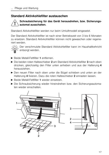 Bedienungsanleitung V-Zug Einbaudunstabzug DF-E - Elektroshop24