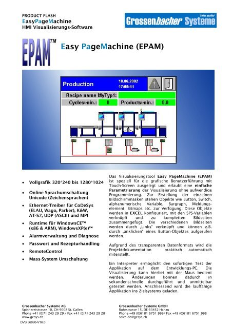 Easy PageMachine (EPAM) - Grossenbacher Systeme AG