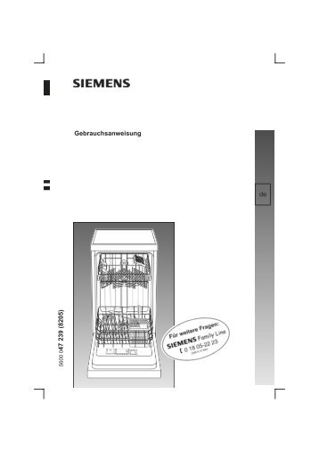 Gebrauchsanleitung Siemens Geschirrspüler ... - Elektroshop24