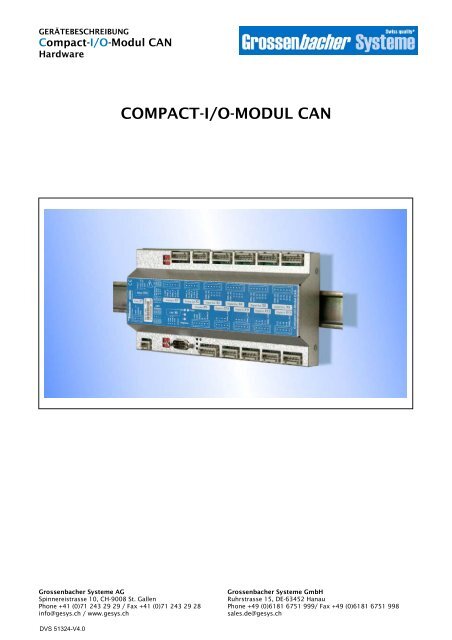 COMPACT-I/O-MODUL CAN - Grossenbacher Systeme AG