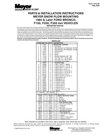 17081 Meyer conventional 1984-1991 Ford f150 F250