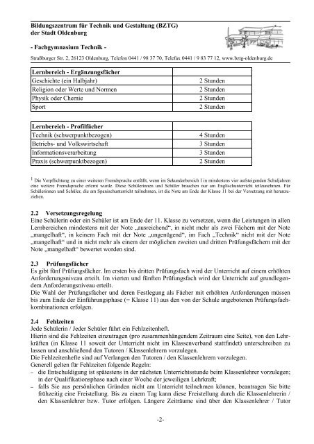 Information Abitur 2013 - Bildungszentrum für Technik und ...