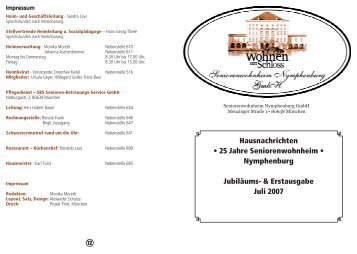 Hausnachrichten • 25 Jahre Seniorenwohnheim • Nymphenburg ...