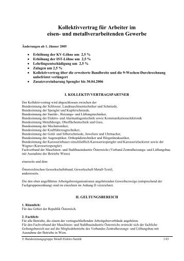 Kollektivvertrag 2005 - Metalltechnik