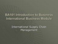 BA101 Introduction to Business International Business Module