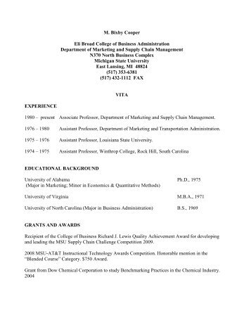 Curriculum vitae (PDF) - Broad College of Business - Michigan State ...