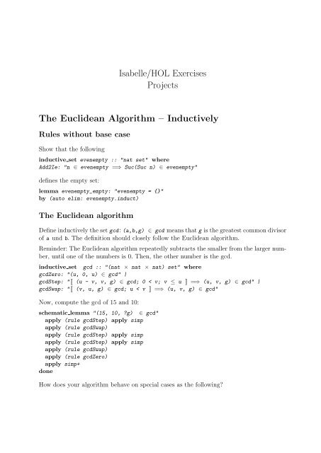 Isabelle Hol Exercises Projects The Euclidean Algorithm Inductively