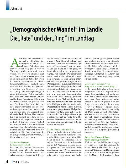Ausgabe 02/2010 - Der Landesseniorenrat Baden-Württemberg eV
